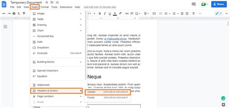 what is a running header in google docs