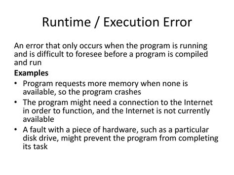 what is a runtime error gcse computer science