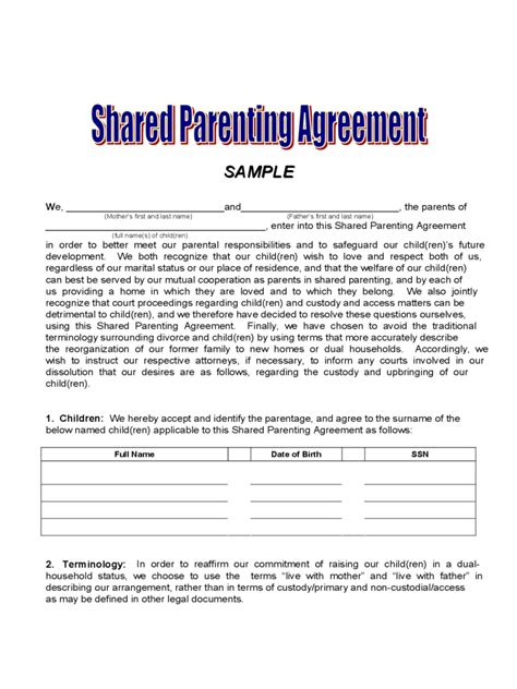what is a shared custody agreement