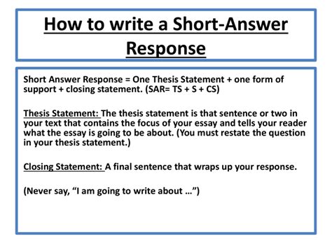 what is a short answer response example