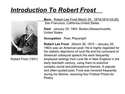 what is a short introduction about robert frost