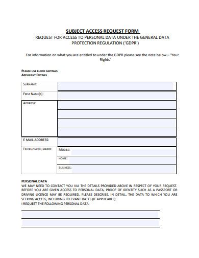 what is a subject access request form