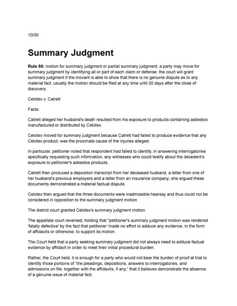 what is a summary judgment in a court case