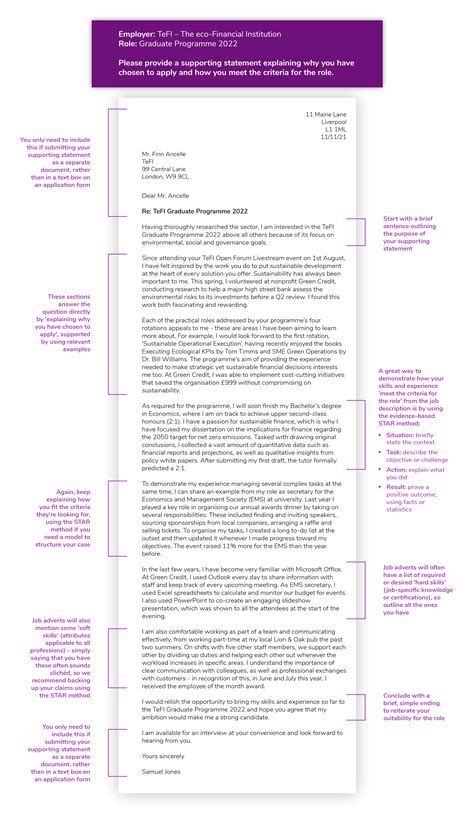 what is a supporting statement for a job application