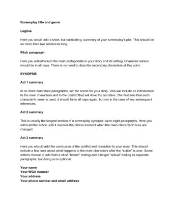 what is a synopsis in script writing