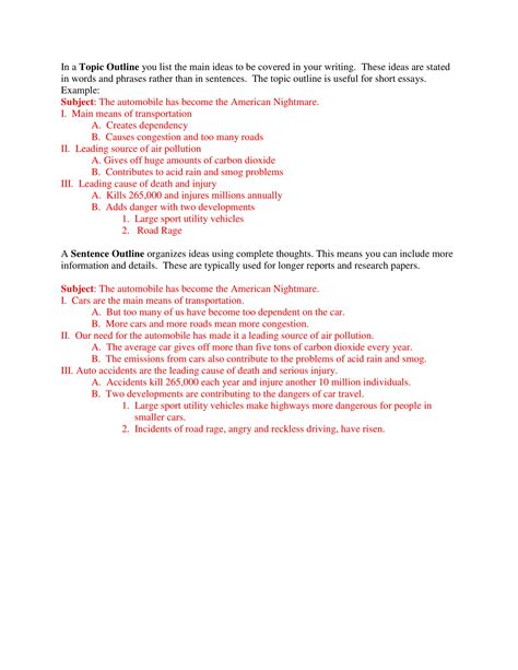 what is a topic outline in writing