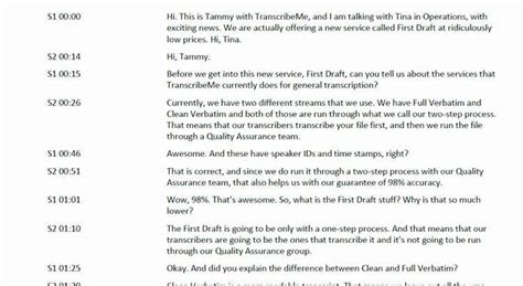 what is a transcript of a conversation