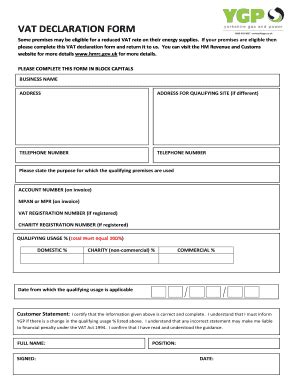 what is a vat declaration form