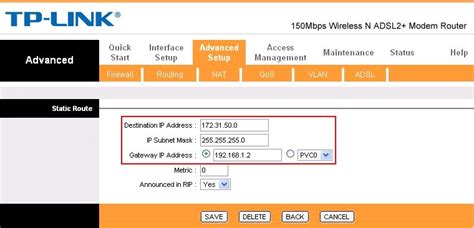 what is advanced routing in tp link