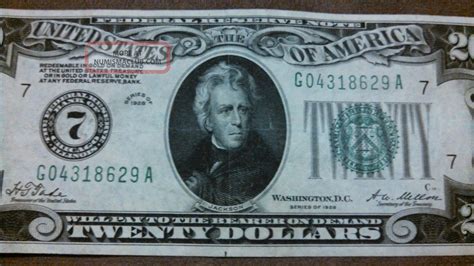 what is an 1928-b on a us 20 dollar bill