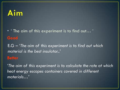 what is an aim in an experiment