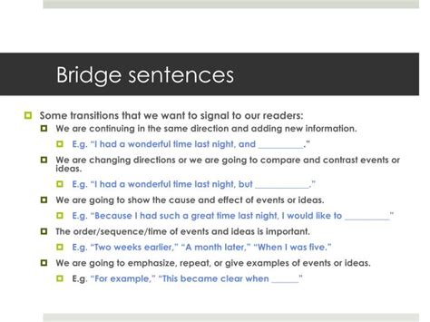 What Is An Example Of A Bridge Statement