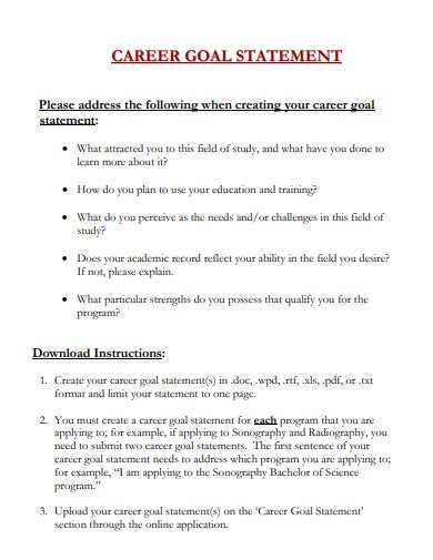 what is an example of a career goal statement