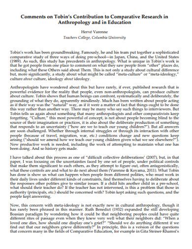what is an example of a comparative research study