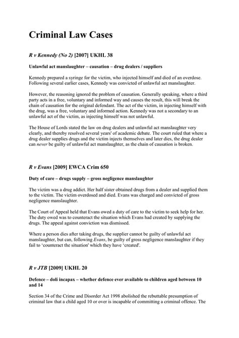 what is an example of a criminal law case