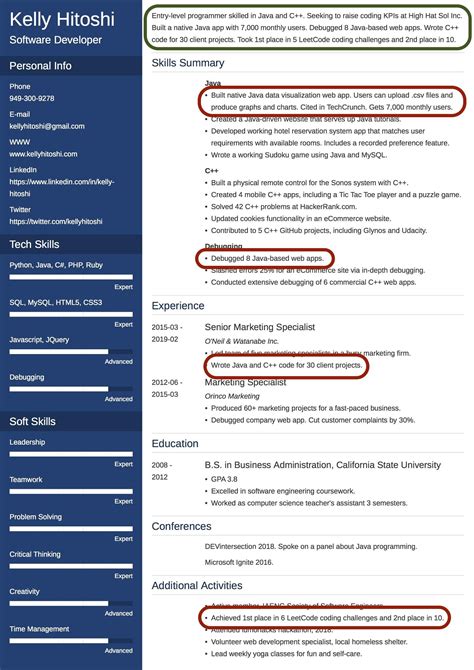 what is an example of a cv profile summary