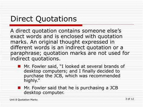 what is an example of a direct quotation