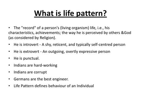 what is an example of a pattern of life