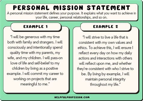 what is an example of a personal mission statement