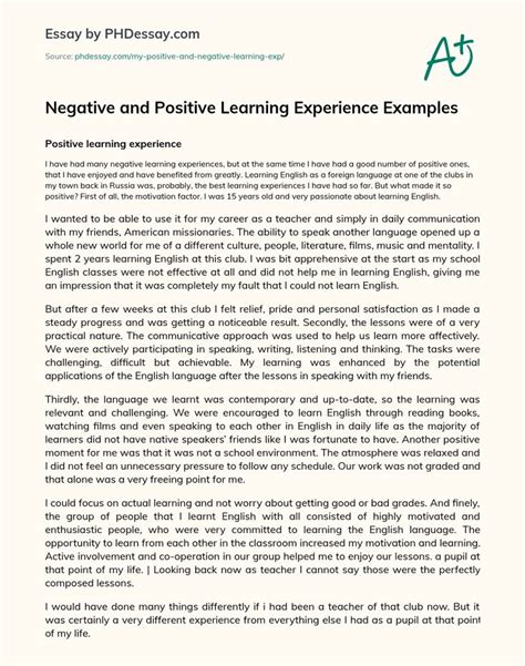 what is an example of a positive learning experience