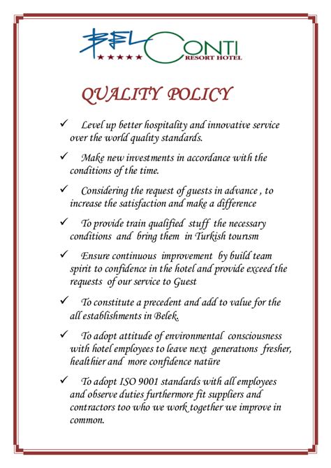 what is an example of a quality policy statement