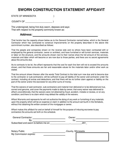 what is an example of a sworn statement