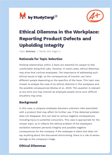what is an example of a systemic ethical dilemma in the workplace