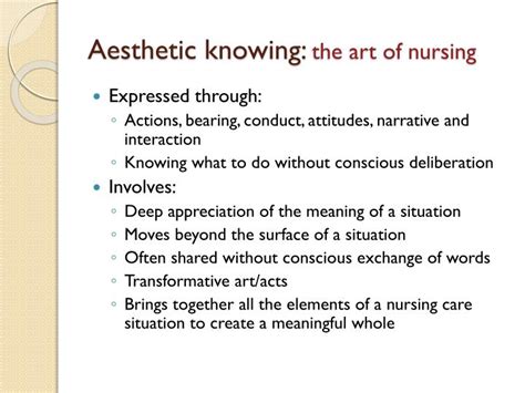 what is an example of aesthetic knowing in nursing
