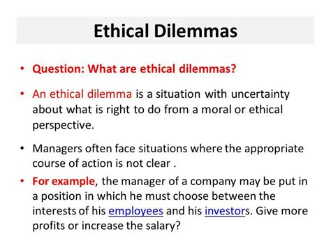 what is an example of an ethical dilemma in the workplace