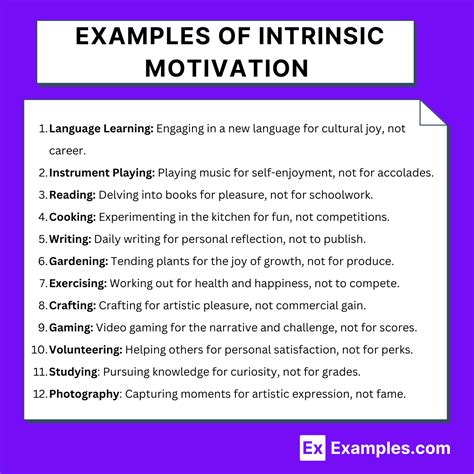 what is an example of an intrinsic motivation