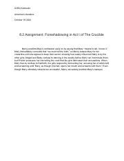 What Is An Example Of Foreshadowing In The Crucible Act 1