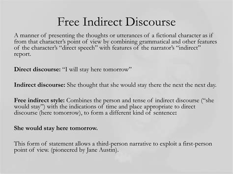 what is an example of free indirect discourse