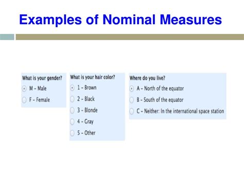 what is an example of nominal measurement