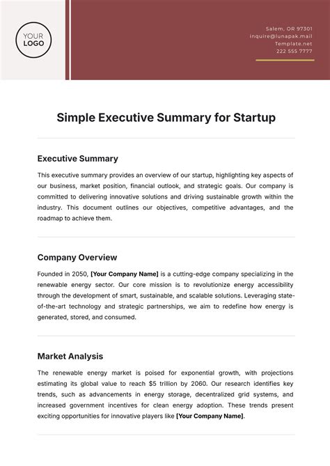 what is an executive summary format