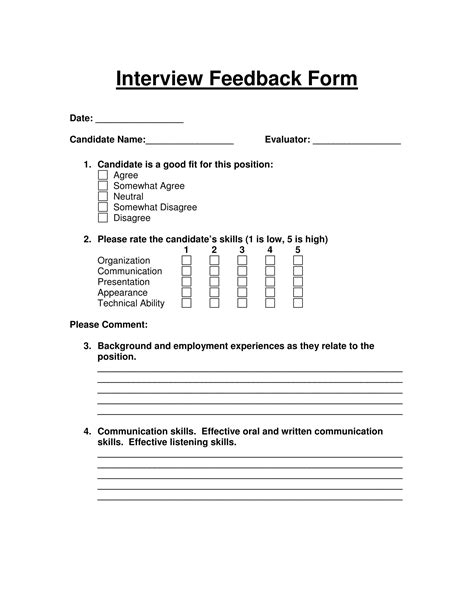 what is an interview feedback form