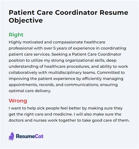 what is an objective statement in care