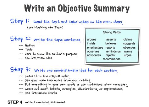 what is an objective summary of a story