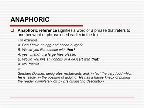 what is anaphoric reference with examples