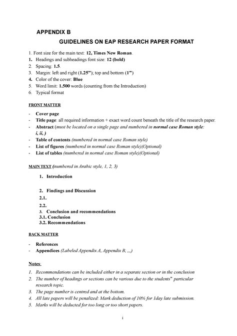 what is appendix a and b in research