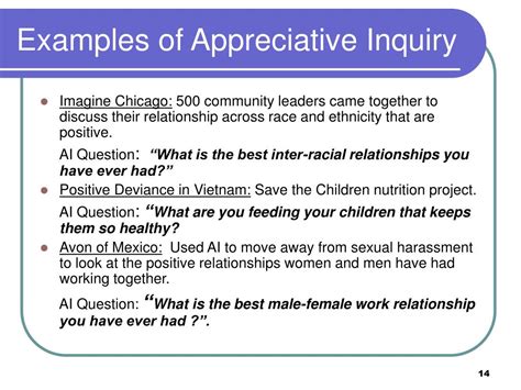 what is appreciative inquiry examples