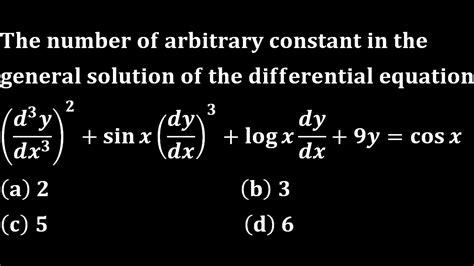 what is arbitrary constant in differential equation with example