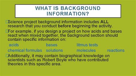 what is background information in science