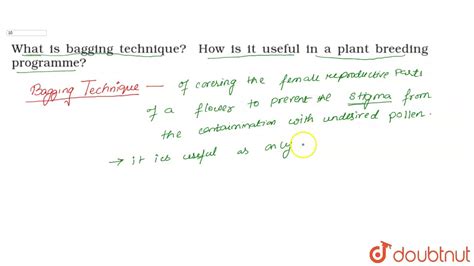 what is bagging technique how it is useful in plant breeding program class 12