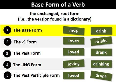 what is base form of verb with examples