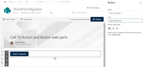 what is call to action text in sharepoint