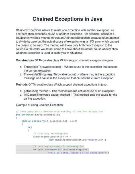 What Is Chained Exceptions In Java
