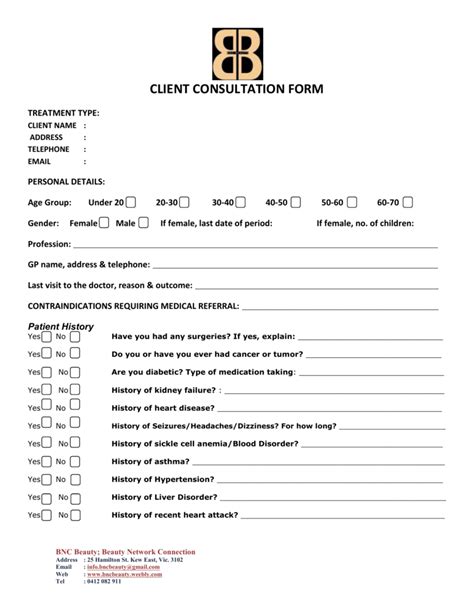 what is client consultation form