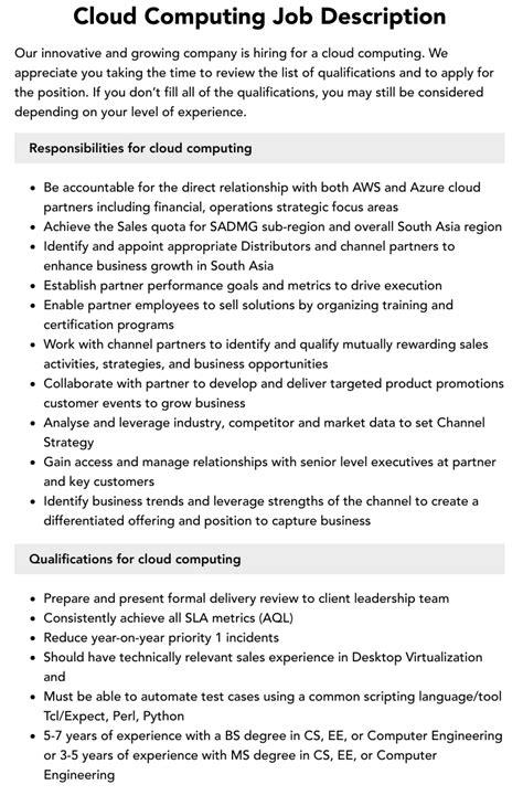 What Is Cloud Computing Job Description