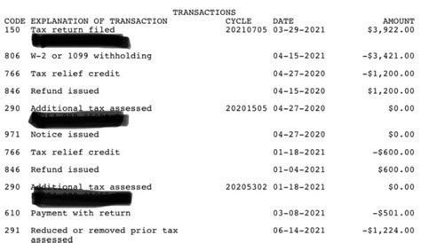 what is code 291 on irs transcript