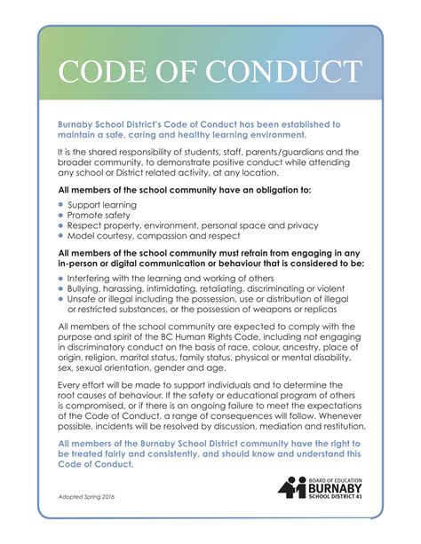 what is code of conduct in schools